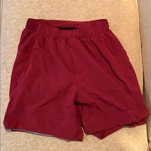 Red lululemon shorts